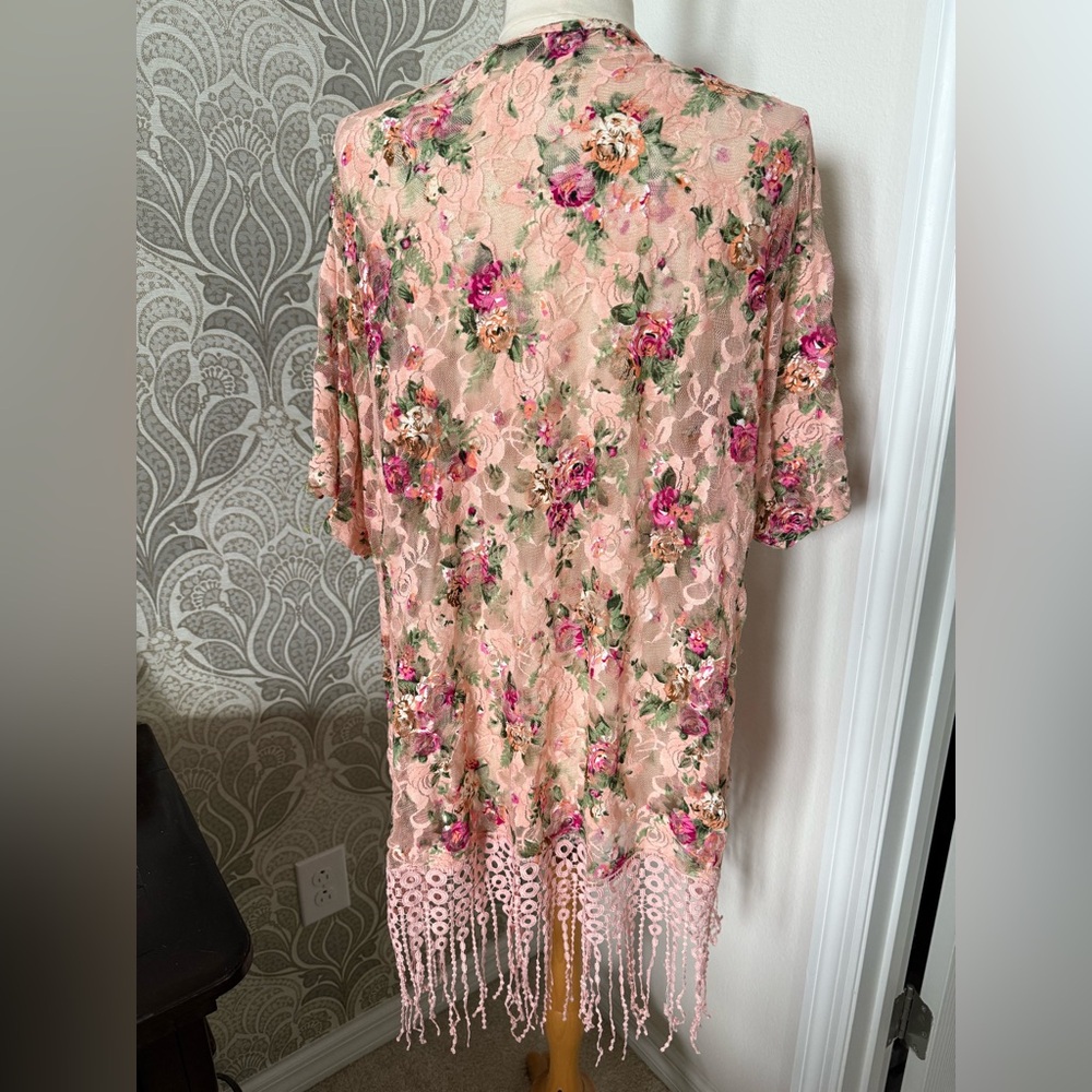Sweet Rain Pink Floral Kimono Jacket - Picture 2 of 3